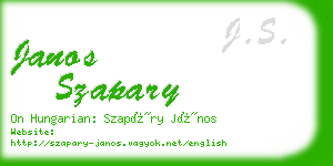 janos szapary business card